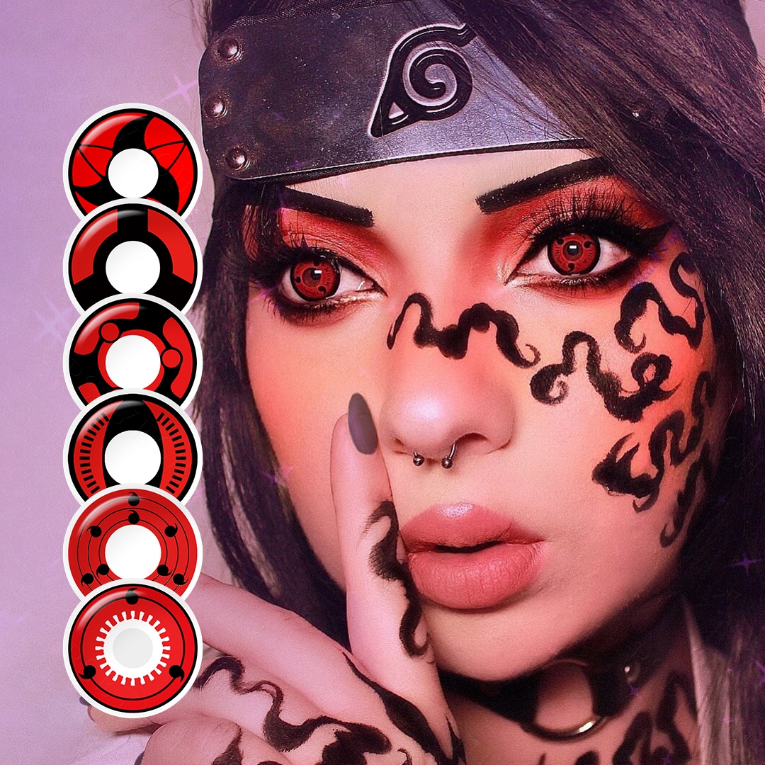 Free Samples Pseyeche Black Out Contact Lenses Halloween Contacts Vampire Cosply Yellow Cat Eye Lens sharingan Contact Lenses