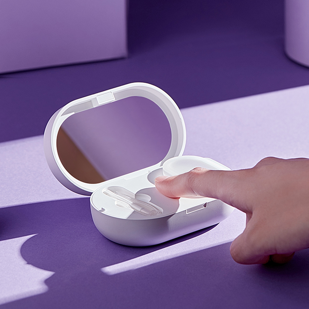 Eraclean Contact Lens Case Portable Contacts Colored Lenses Box with Mirror Ultrasonic Contacts Lenses Cleaner Magnetic Charging