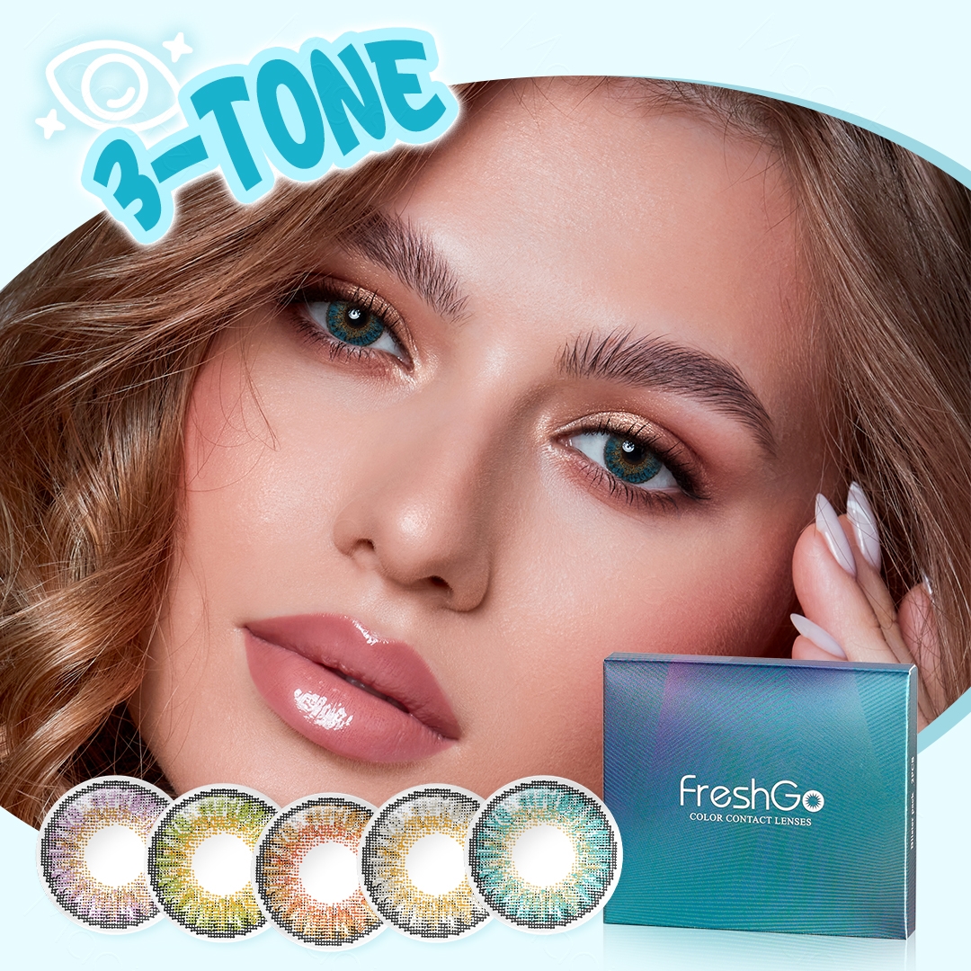 Free Shipping Freshgo 3 Tone Colored Contact Lenses Natural Colored Contacts Eye Contact Lenses Lentes De Contacto De Color