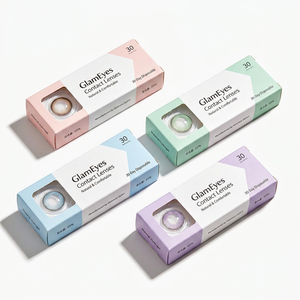 Customized Contact Lens Packaging Box Recycled Materials Embossed UV Bronzing Self Erecting Ivory Board White Paper Box Cosmetic