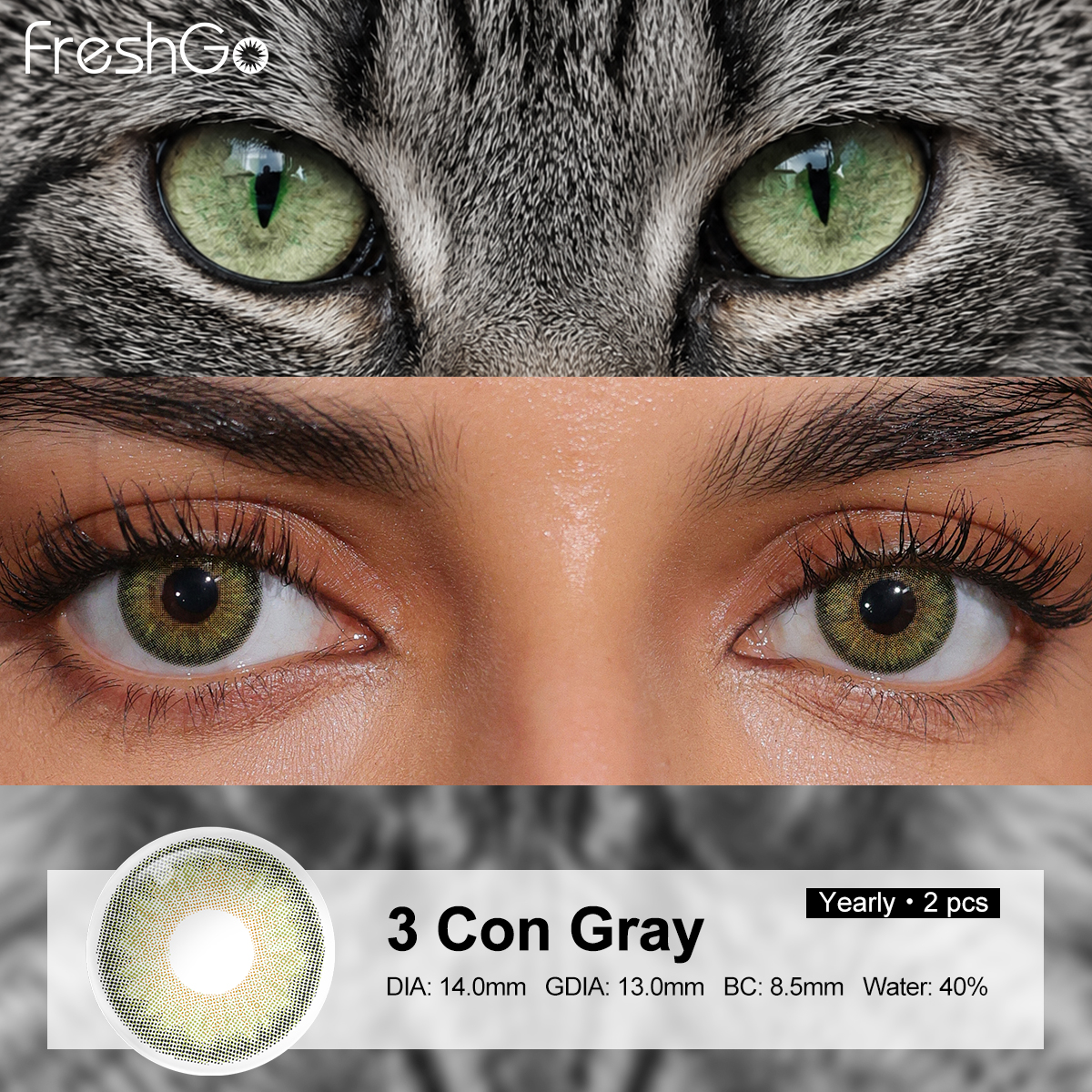 Freshgo Yearly Green Contact Lenses Wholesale Cosmetics Eye Lenses Colored Contacts Eye Color Contact Lenses Kontaktlinsen