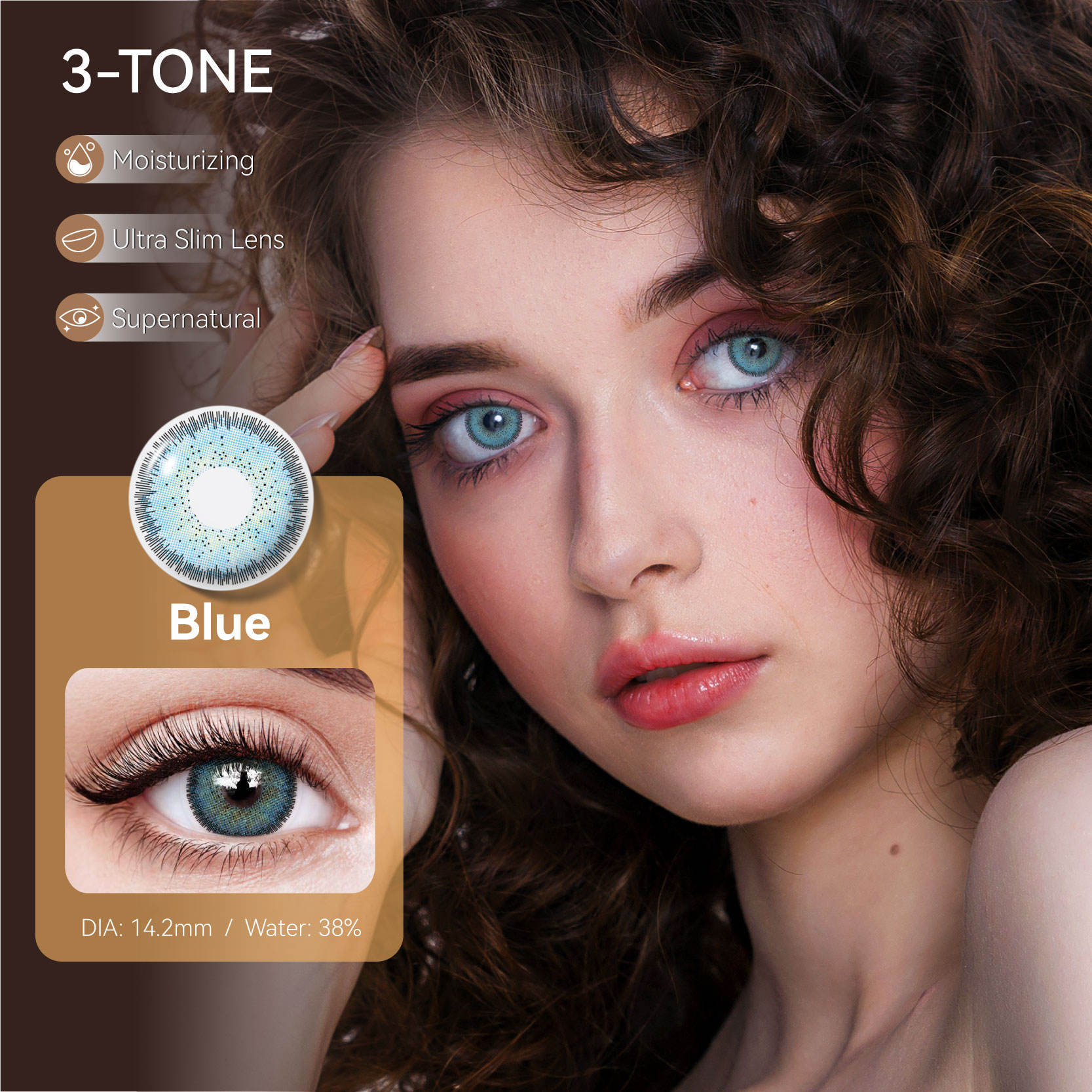 DSC Trendy Colored Contact Lenses Wholesale Eye Enlarging Soft Natural Blue Colored Contact Lenses for Ladies Glamorous Look