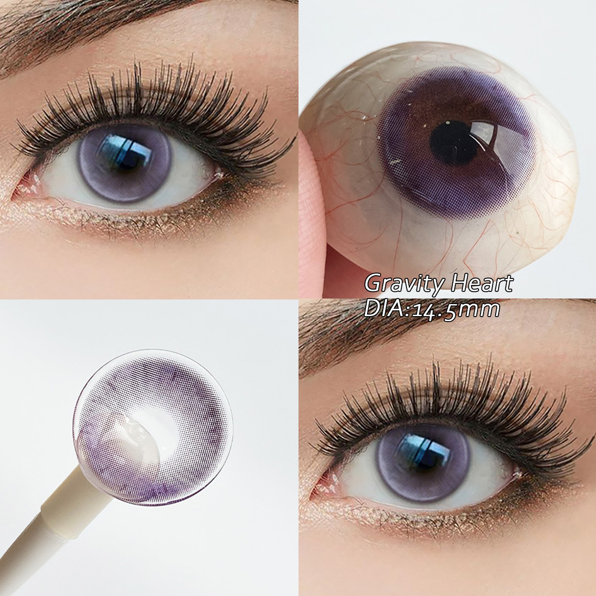 Prescription Contact Lenses Purple Yearly 14.5mm With Power Cosmetic Natural Soft Color HEMA Wholesale OEM Enhancement