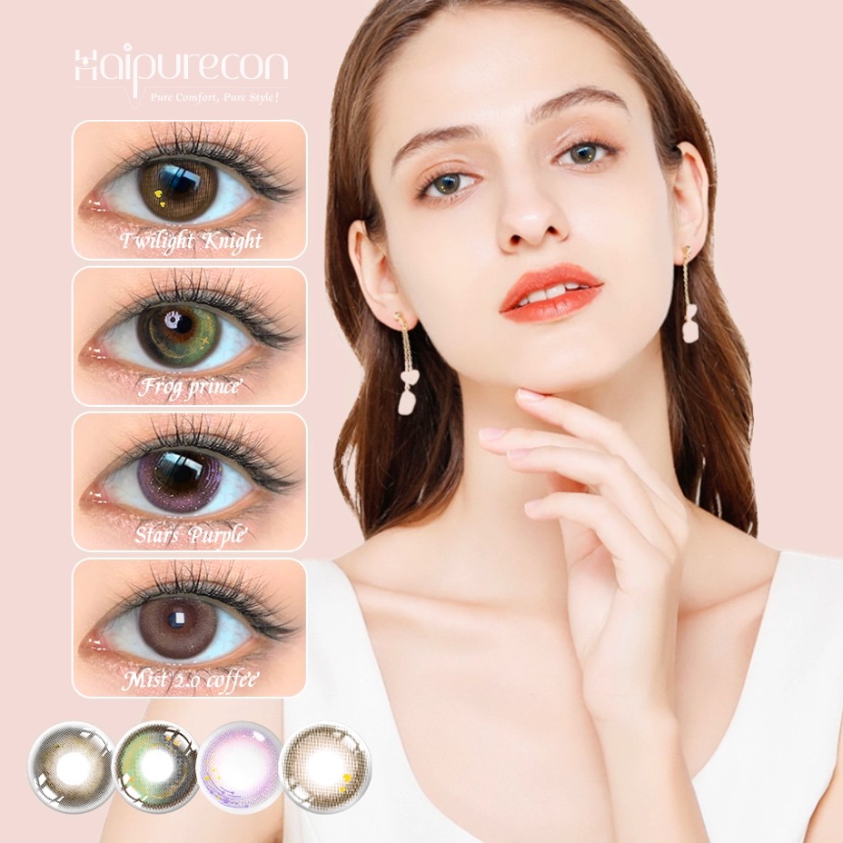 Soft colored myopia contact lens with natural color