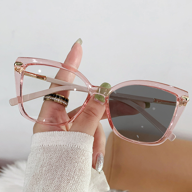 Photochromic Lenses Oversize Black Pink Metal Pc Square Lunette Photogray Anti Reflet Femme Ladies Women 2026 Cat Eye Glasses