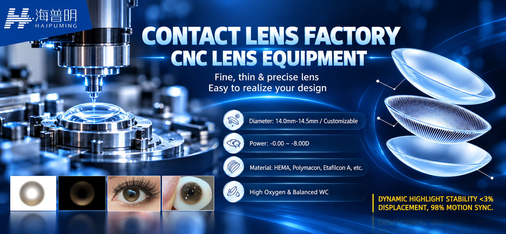 Automated cleanroom production of functional contact lenses
