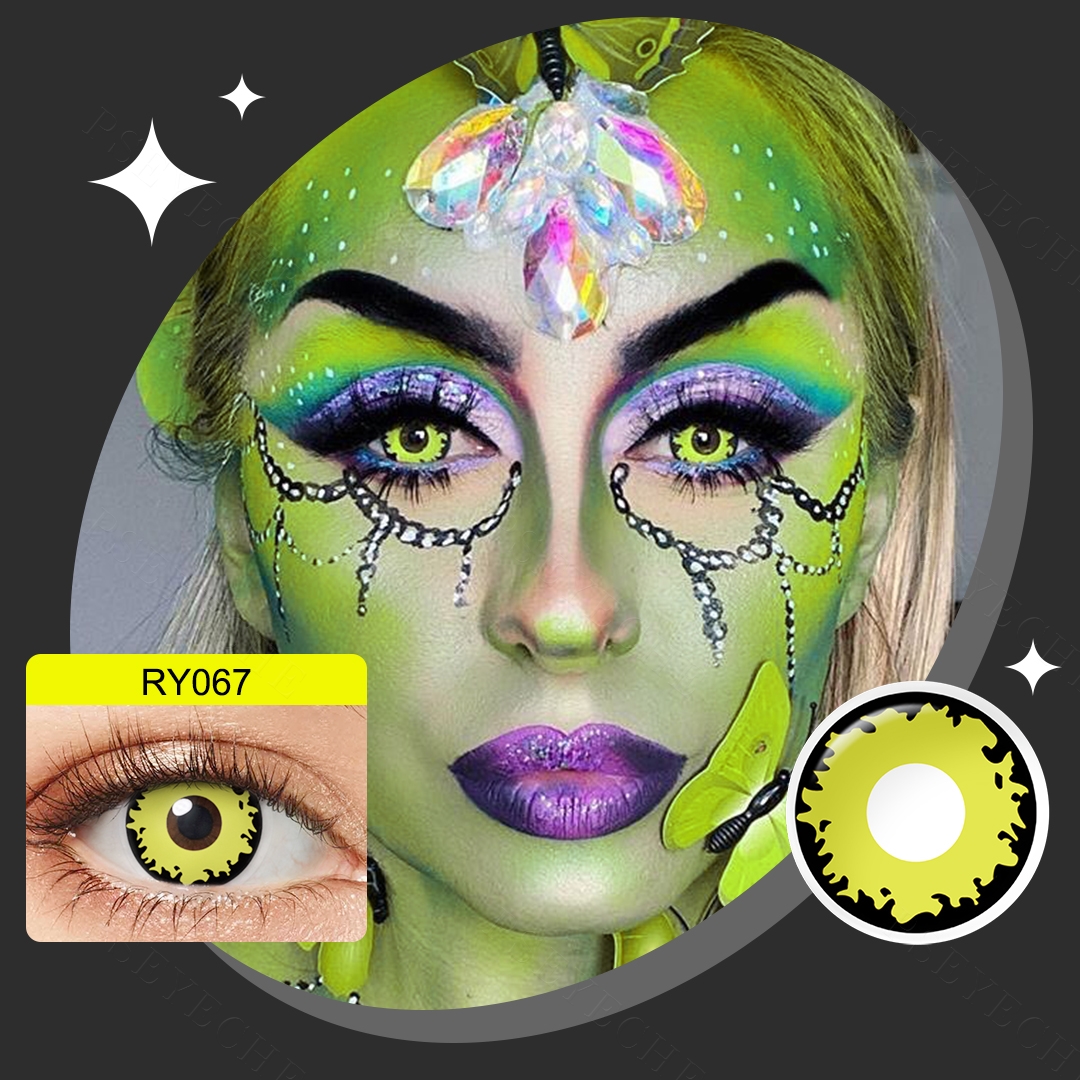 Free Shipping Pseyeche Halloween Contact Lenses Yellow Wolf Eyes Colored Contacts Cosplay Crazy Lenses Lentes De Contacto