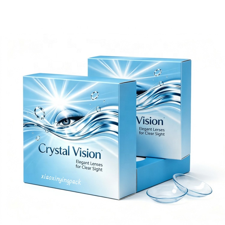 Four-Color Logo Printing Self Erecting Recyclable Custom Glossy Lamination False Eyelashes Colored Contact Lens Packaging Box