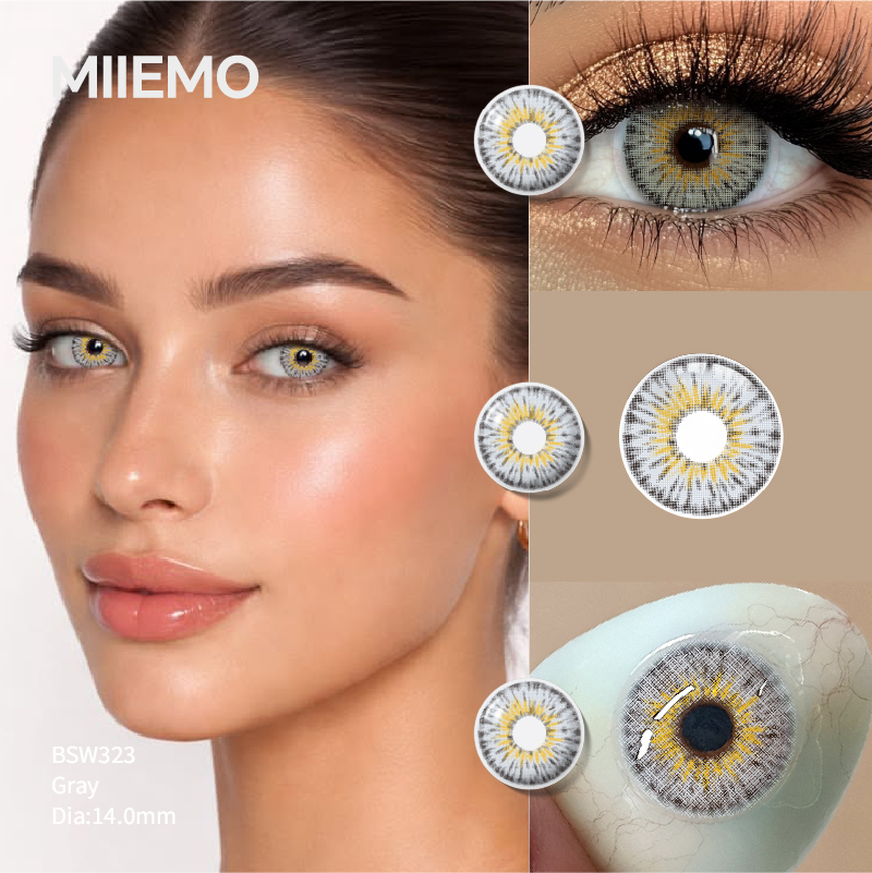 DSC Soft Natural Color Contact Lenses 6 Month Use 3 Tone Series Colored Eye Lenses for Daily Wear Dating Party Power -1.00~-8.00