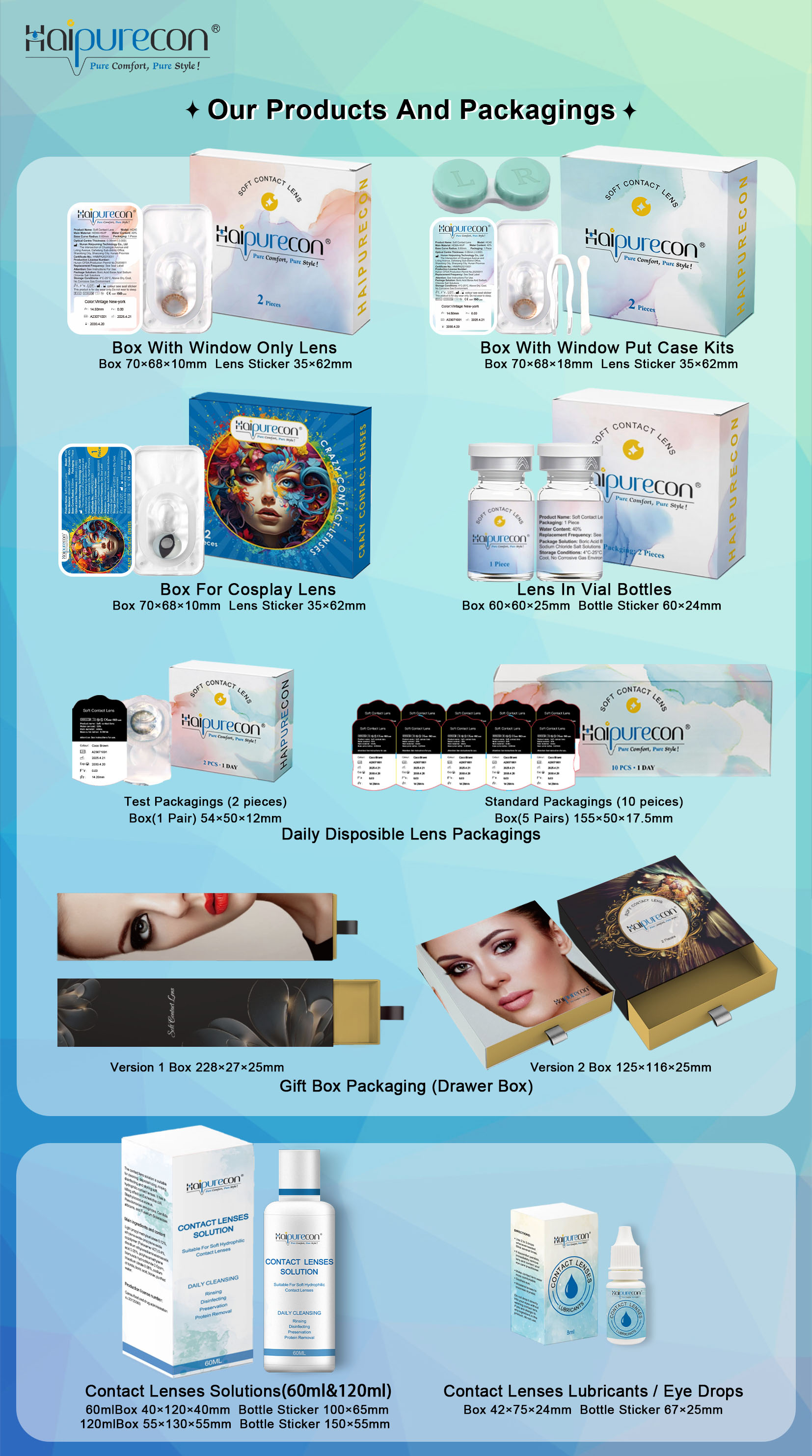 Wholesale Customized Contact Lens Packaging Box Two Piece Folding Portable Case OEM Private Label for Gift Craft