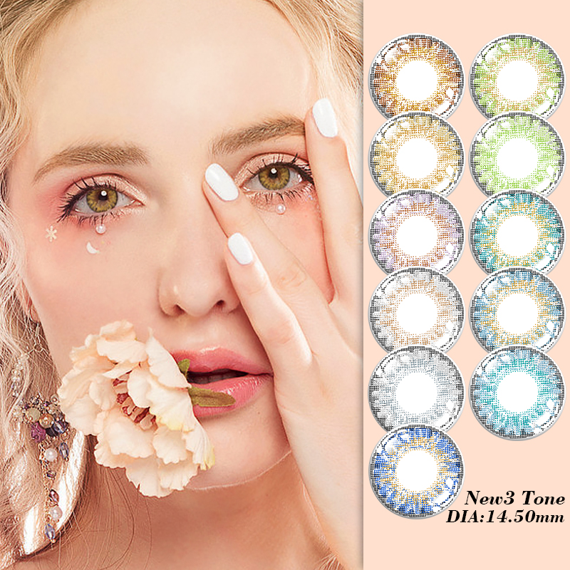 Wholesale Colored Contact Lenses 14.5mm HEMA Soft Hardness Three Tone Lentes De Contacto De Color ISO13485 &amp; CE Certified