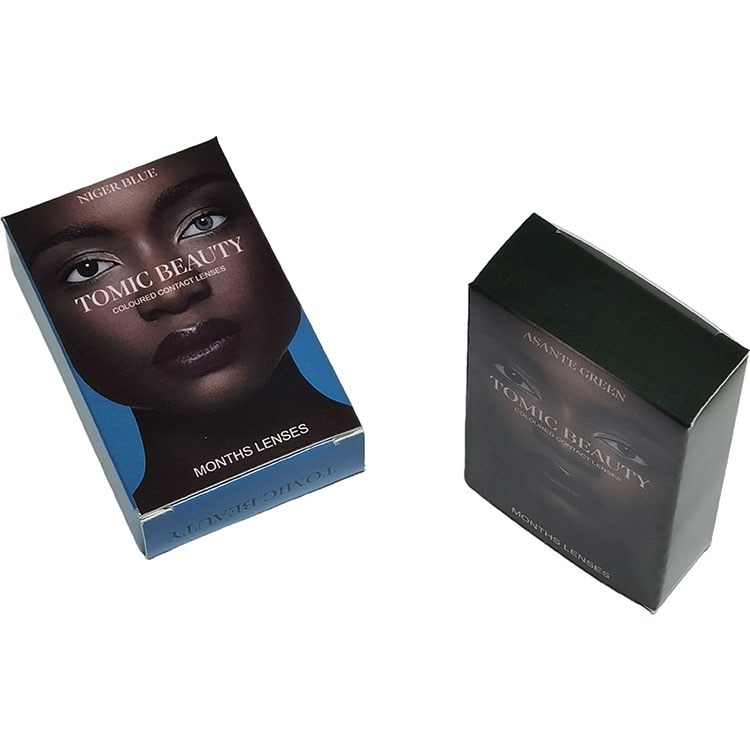 Custom Logo Colored Contact Lens Paper Box Luxury Gold Foil Cosmetic Contact Lenses Box Full Color Printing Cardboard Box