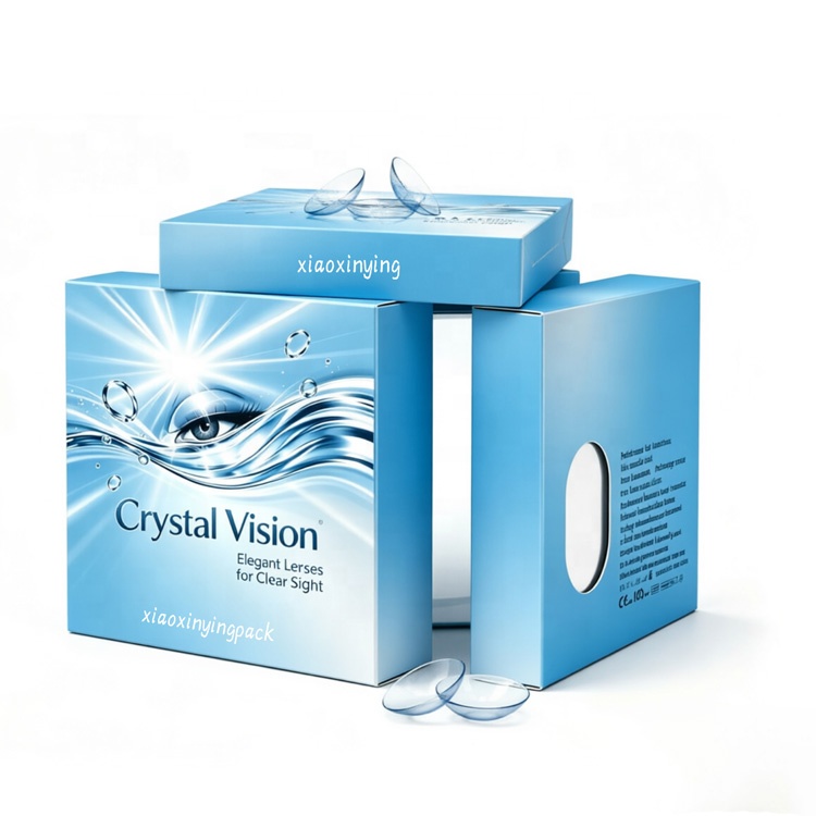 Four-Color Logo Printing Self Erecting Recyclable Custom Glossy Lamination False Eyelashes Colored Contact Lens Packaging Box